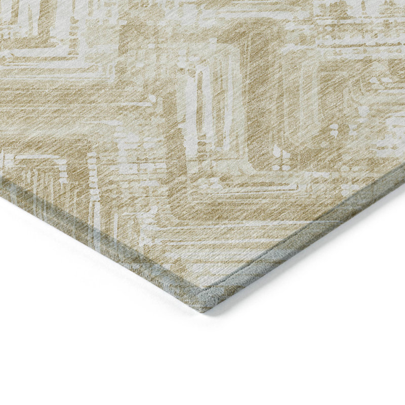 Tapis extérieur lavable beige, ivoire et ivoire 5 pi x 8 pi