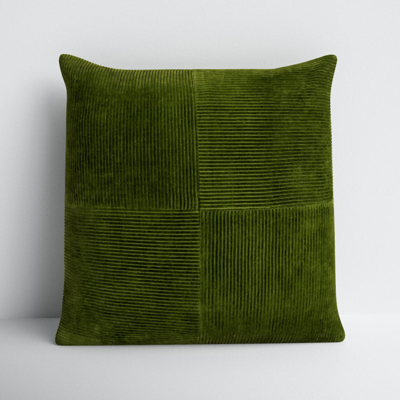 Selma Cotton Reversible Pillow Cover, 22" x 22", Olive
