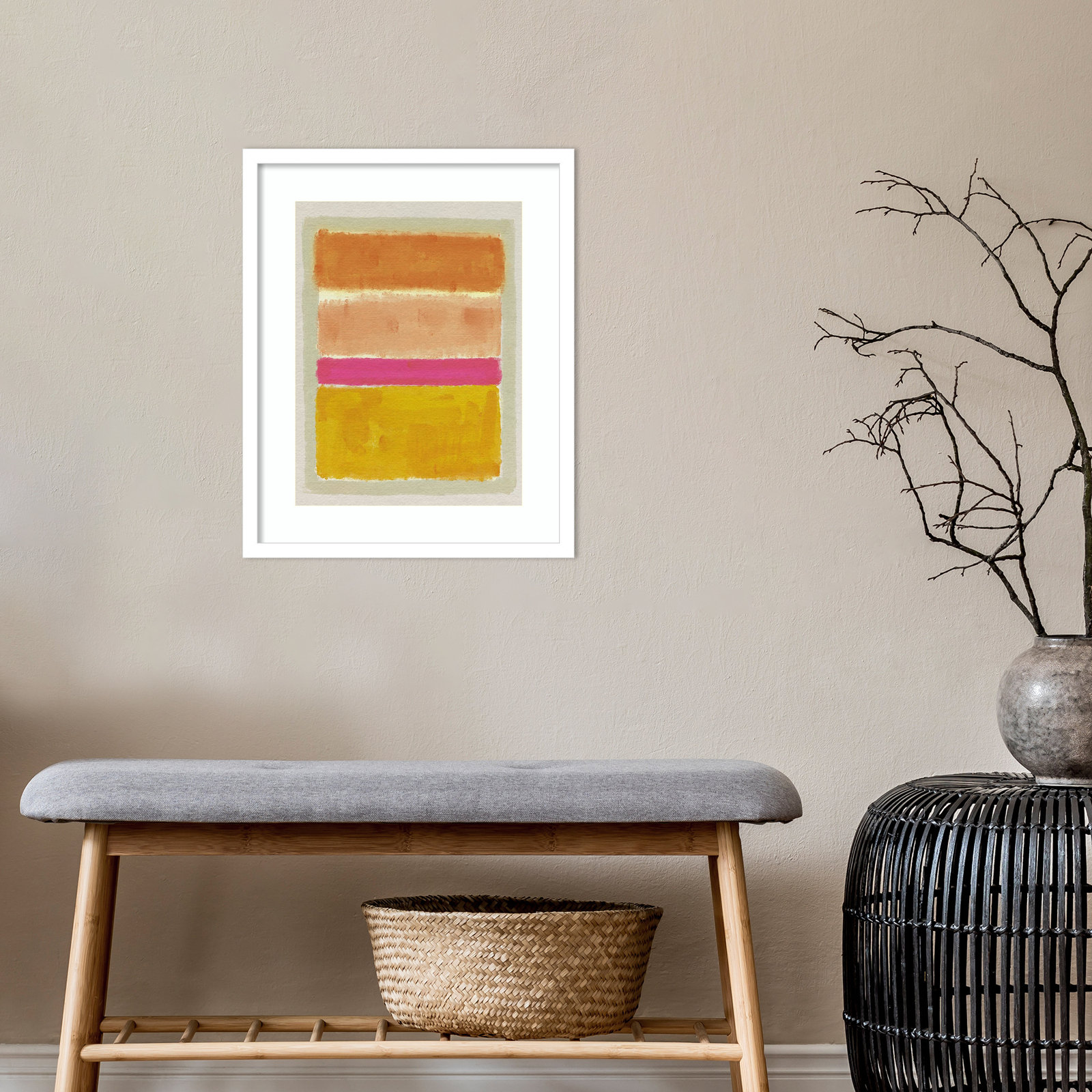 Rothko Inspired Tonescape by Victoria Barnes, White, 21" H x 17" W x 1" D