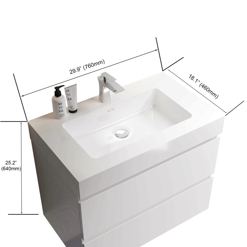 Integrated solid surface basin WITHOUT drain and faucet, Black