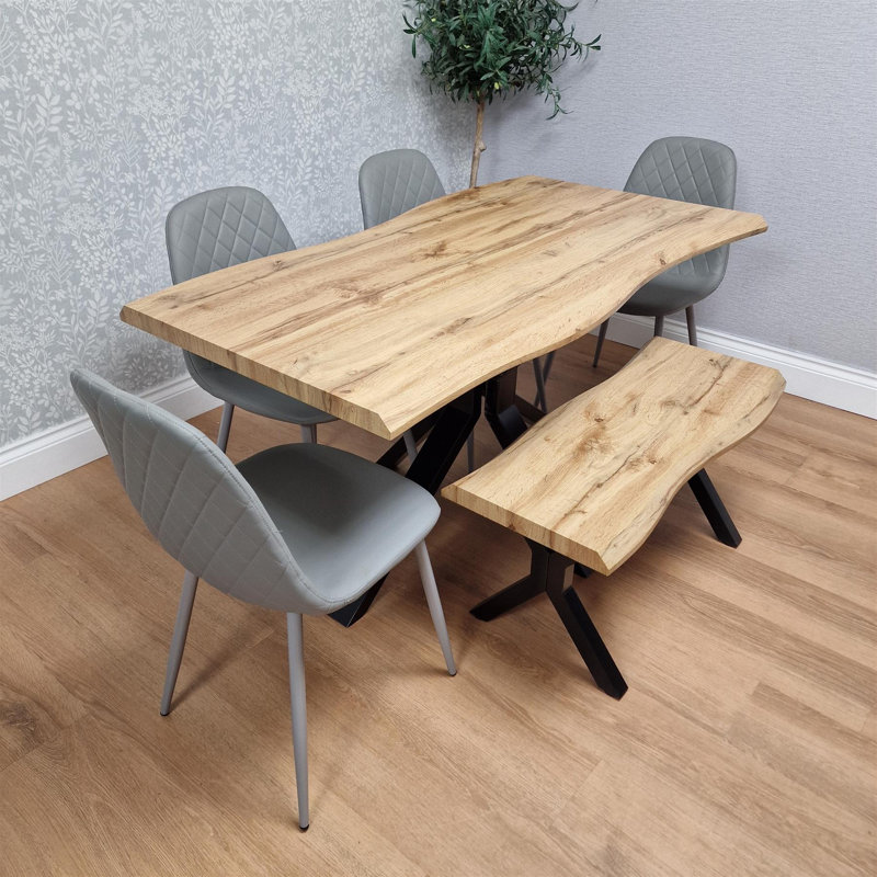 Dining Set, Grey, 75cm H x 117cm W x 77cm D