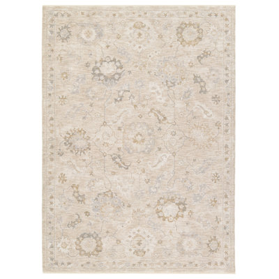Tapis floral ivoire / jaune Vekhea Alara VEK06 (8 pi 6 po x 11 pi 6 po)
