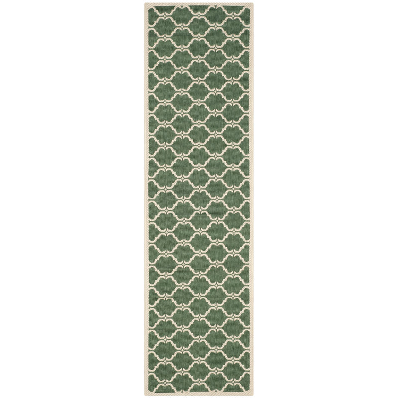 Kelley Hooked Indoor/Outdoor Rug, Runner 69 x 244 cm, Green / Neutral