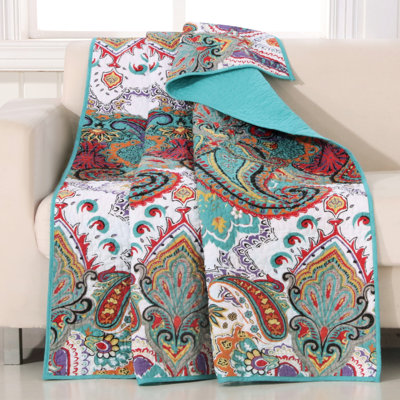 Nirvana Paisley 100% Cotton Quilted Throw