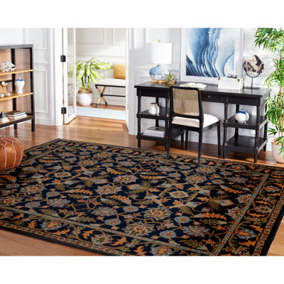 Tapis oriental bleu marine en laine touffeté à la main Ferrera