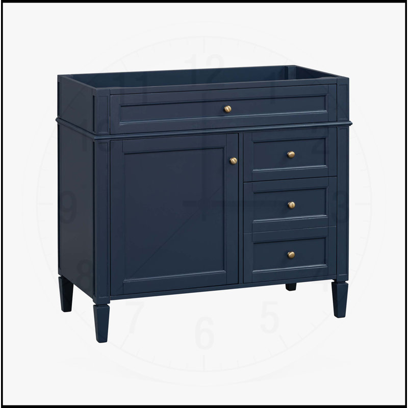 Meuble-lavabo de salle de bain sans lavabo supérieur, Bleu, H 33 po x l 35,74 po x P 17,87 po