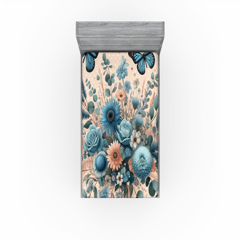 Microfiber Floral Fitted Sheet, Twin XL Fitted Sheet