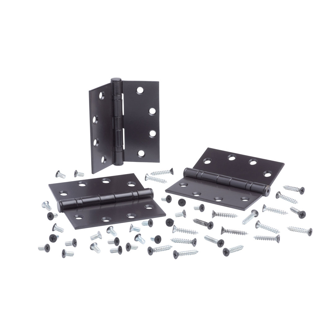 4.5 in. x 4.5 in. Full Mortise Squared Ball Bearing Hinge with Removable Pin (Set of 3) Global Door Controls 