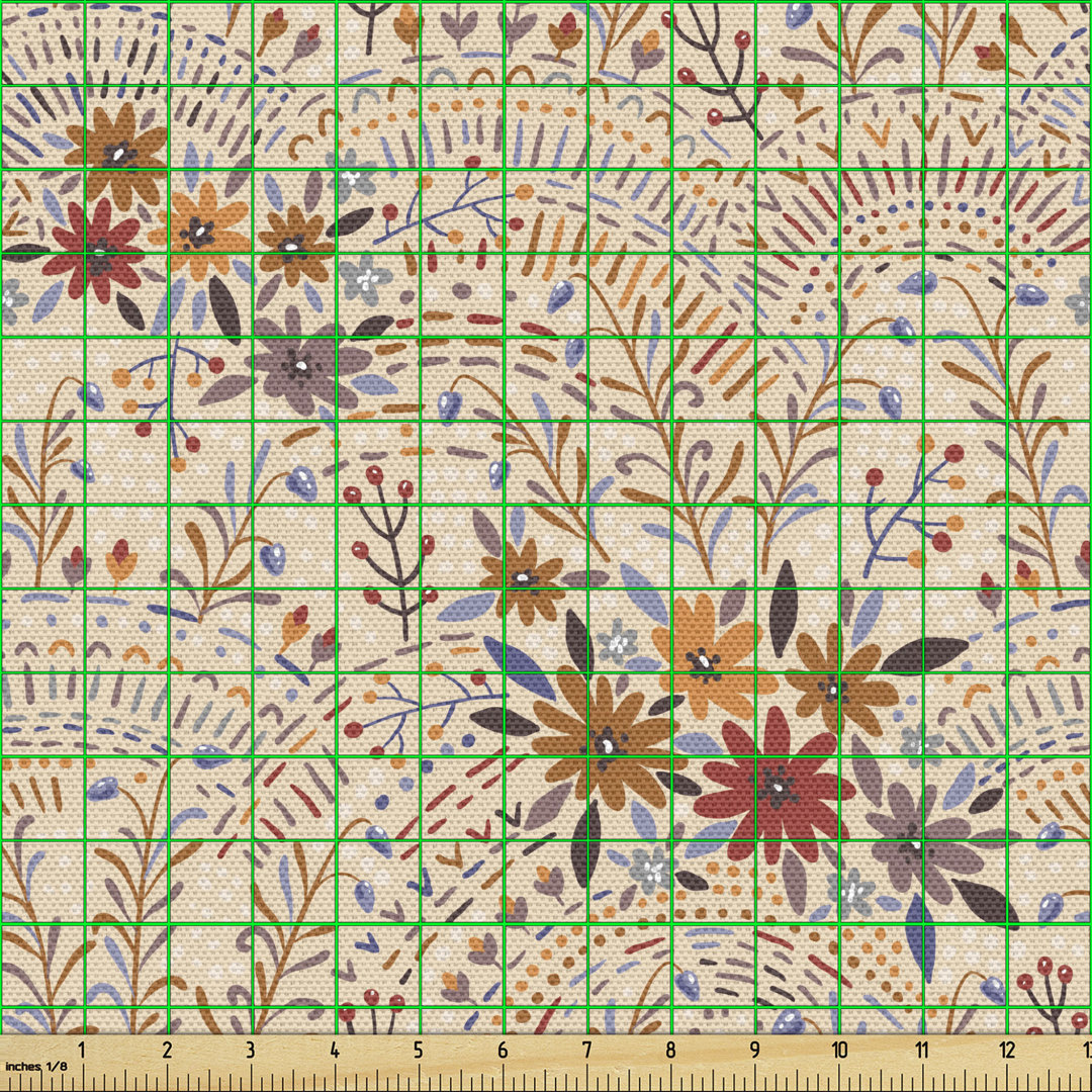 Chessher Pastel Flourish with Rural Flowers Lily Berry Branches Autumn Multi-Purpose Fabric