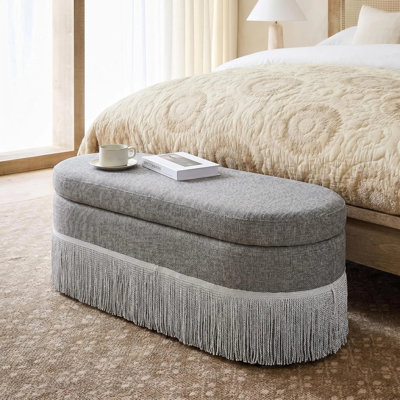 Nook Oval Storage Ottoman with Lift-Top Lid for Living Room,End of Bed