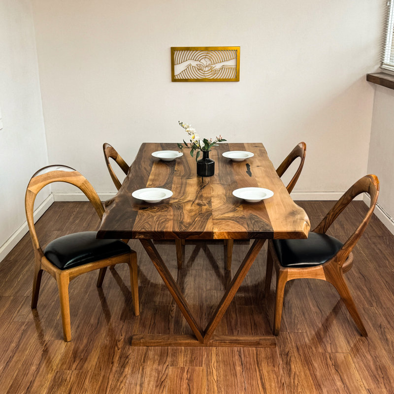 Table de salle à manger en bois de noyer massif Junilla, H 31,4 po x L 78,8 po x l 39,4 po
