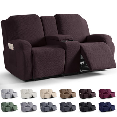 Wald Adamstown Stretch Reclining Loveseat Cover With Middle Console Slipcover