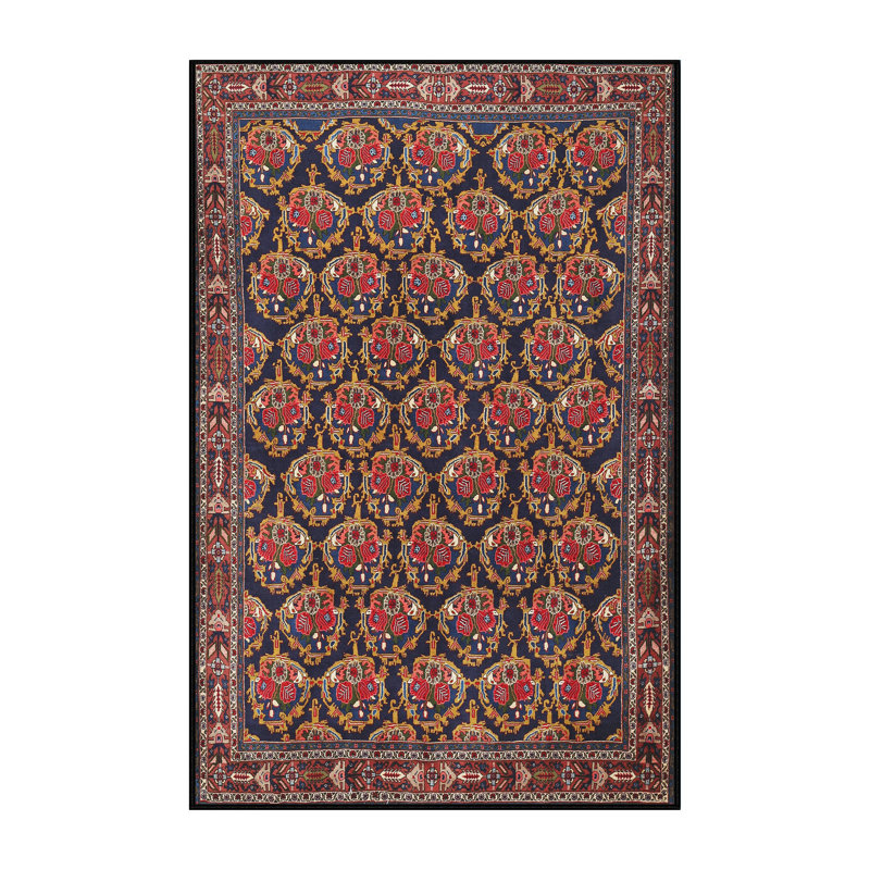 Tapis traditionnel rouge / noir Agyen, Rectangle 6 pi x 9 pi
