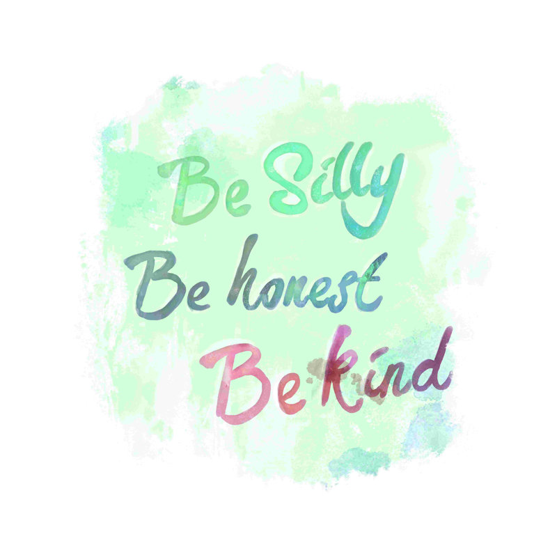 «Be Silly Watercolor 2», art textuel sur toile tendue, H 36 po x l 36 po