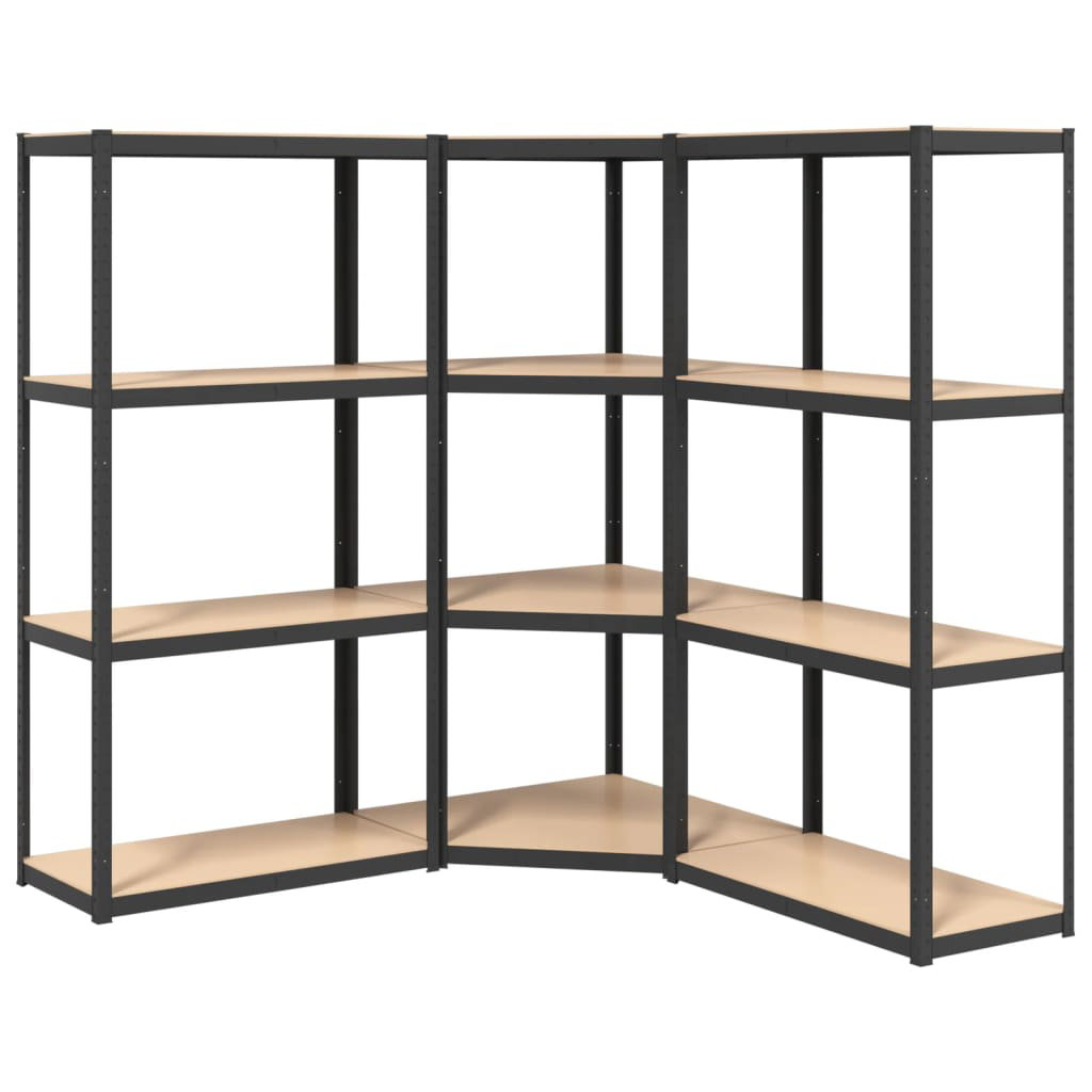 31.5 in. W x 63 in. H x 15.7 in. D Steel Rectangular Shelf Black Bathroom Heavy-Duty Adjustable Shelving Unit