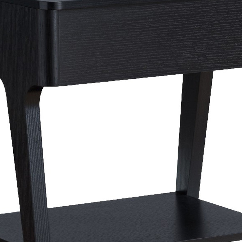 Table de bout 22 pouces avec plateau relevable et tablette inférieure, noir Edward