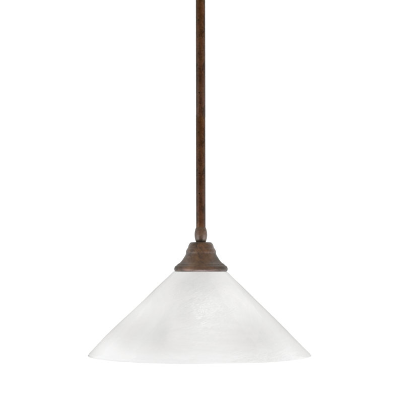 Luminaire suspendu à n'importe quelle tige, Bronze foncé , Blanc givré, H 9 po x l 16 po x P 16 po