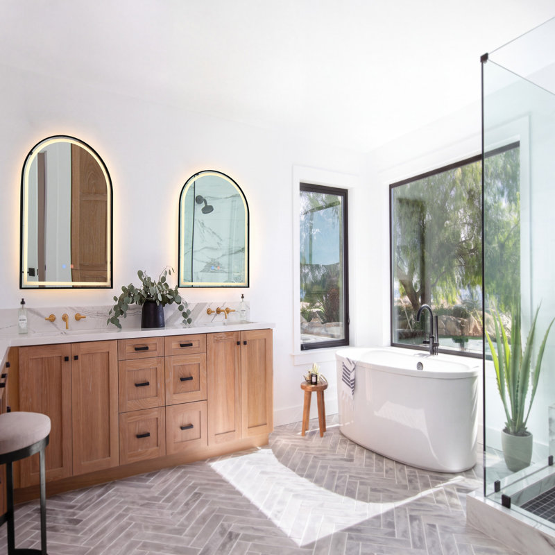 Miroir mural Mauel, 35.4" H x 23.6" W x 1.9" D, Fissure de glace noire