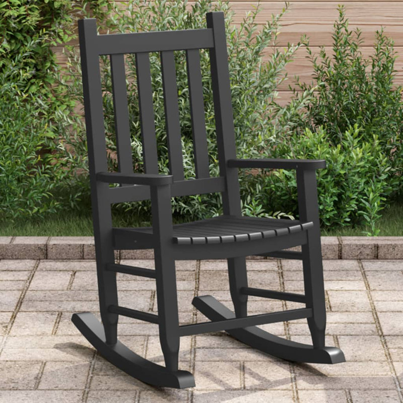 Abbad Solid Wood Rocking Chair, Black