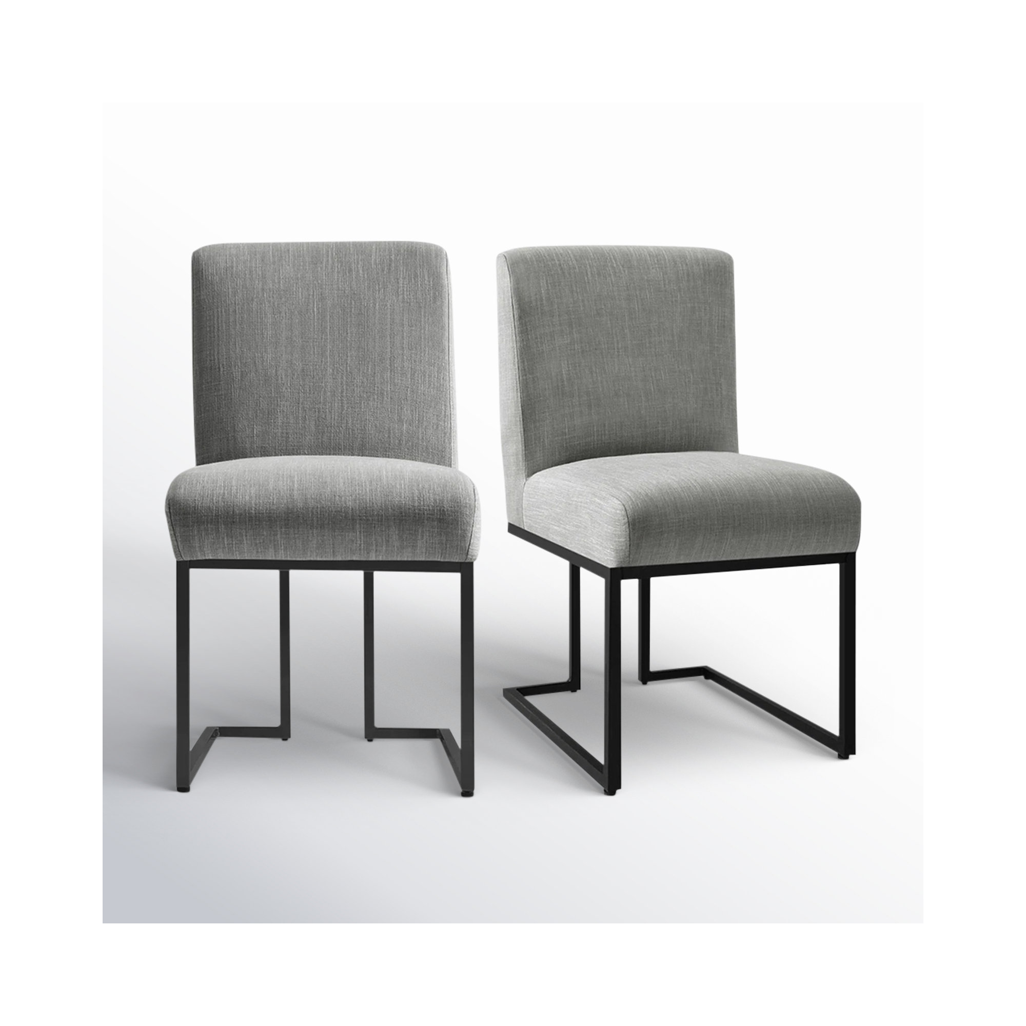 Bende Modern Fabric Upholstered Side Chairs with Metal Sled Base, Gray
