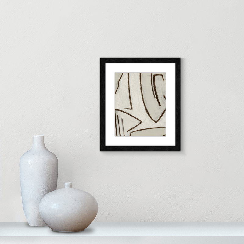 Dessin au trait - Peinture encadrée, Encadré bois noir, L 13 po x H 15 po