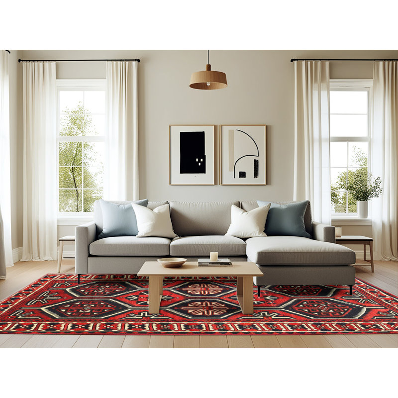Tapis rouge à motif sud-ouest, Rectangle 6 pi x 9 pi
