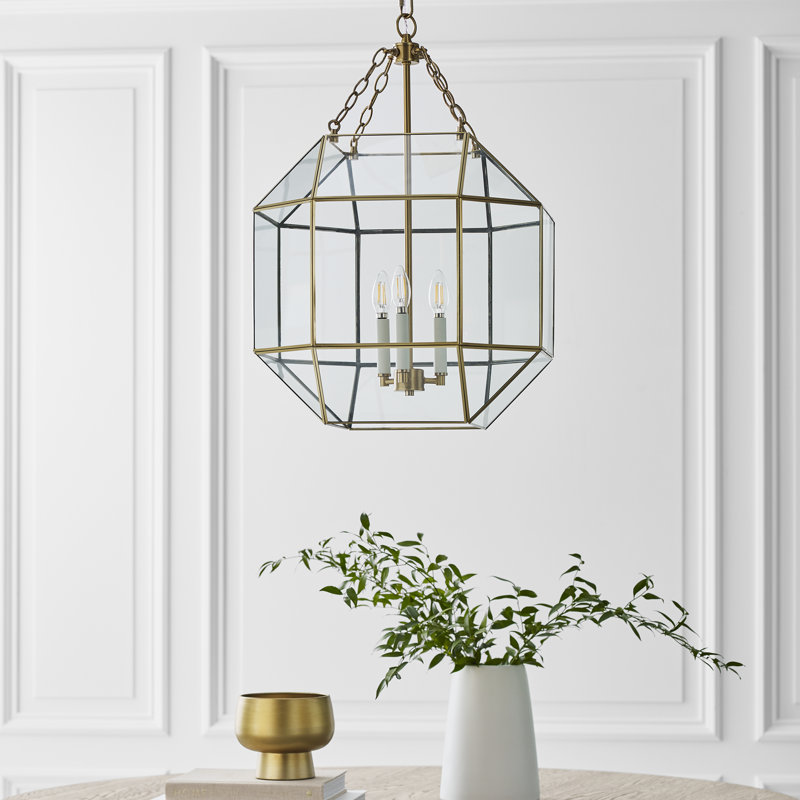 Morrison 3 - Light Pendant, 27.25" H x 18.5" W x 18.5" D, Satin Brass, Clear