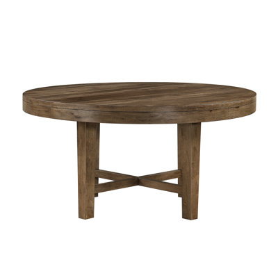 Transitional Brown Finish Round Dining Table 1pc Sturdy Frame Modern Farmhouse Dining Room Furniture