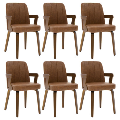 19.5" Modern Faux Leather Dining Chairs (Set of 6), Upholstered Kitchen & Dining Room Chairs Armchair