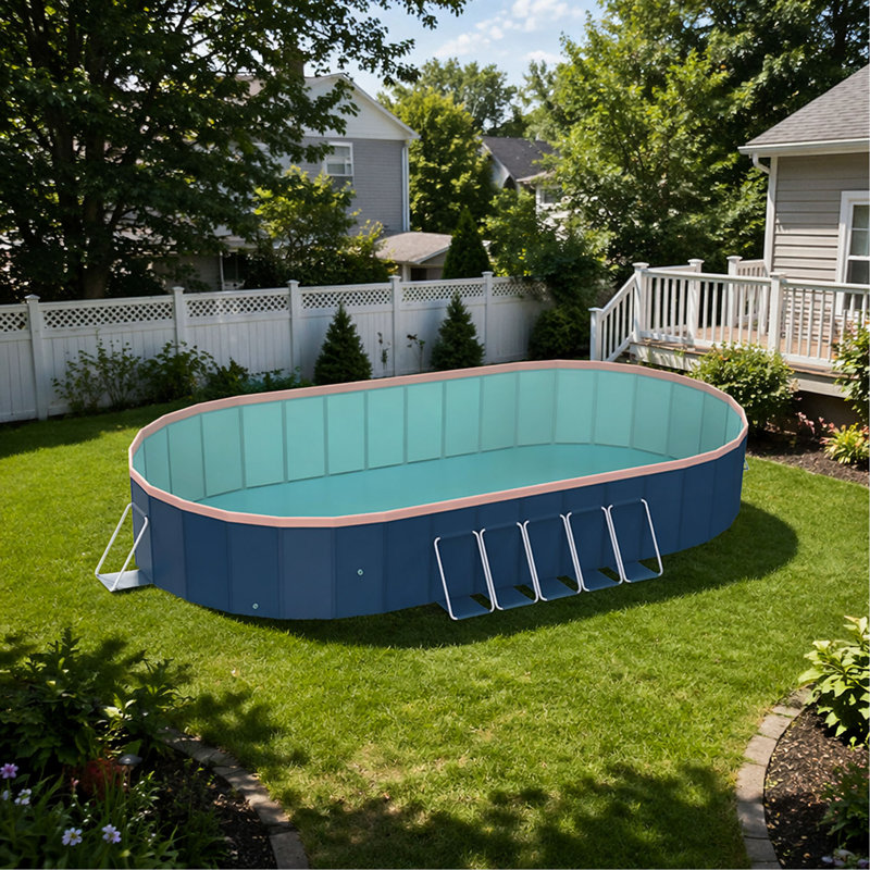 La piscine pliante en PVC de 3,65 m (non gonflable) se baigne et se refroidit en été, convient au patio extérieur