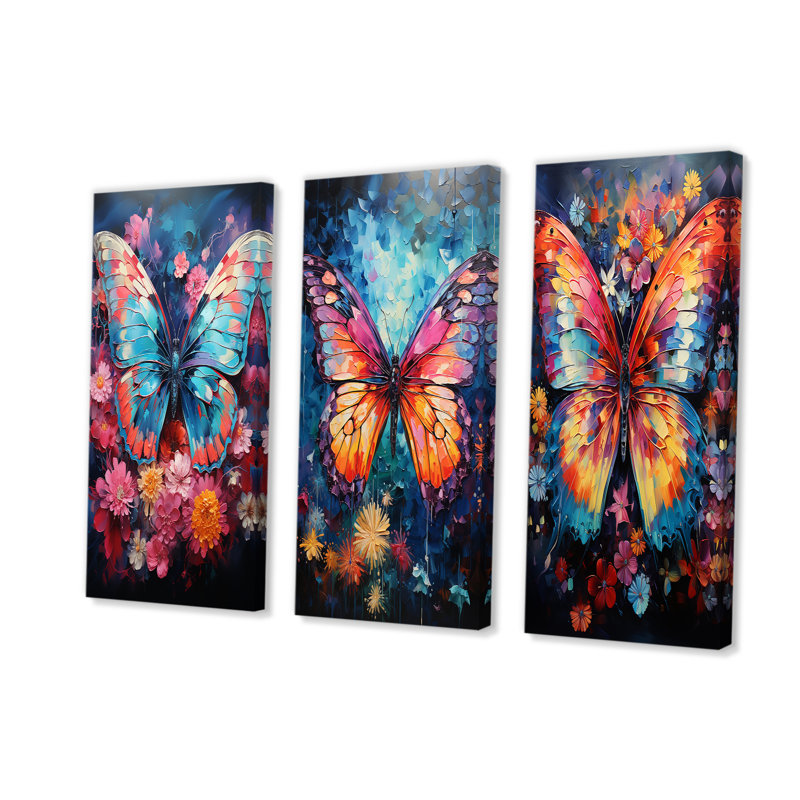 Papillon fauve flottant, Toile tendue, H 32 po x l 48 po