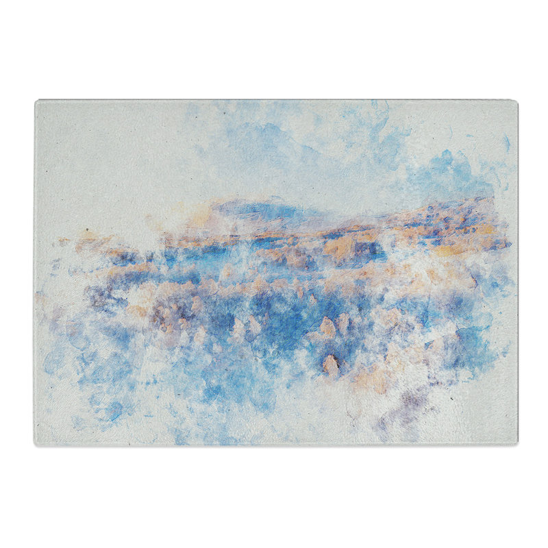 Tempered Glass Winter Forest in Sweden Watercolour Chopping Board, 20 cm x 28.5 cm