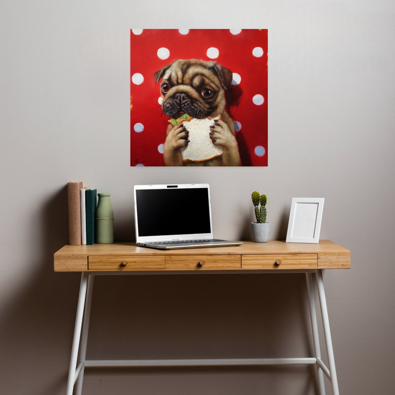 Art contemporain pugalicieux pour chien, H 18 po x l 18 po