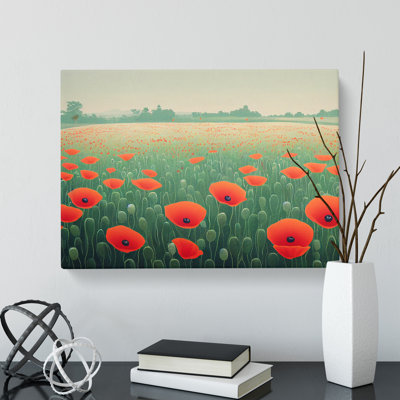 Appealing Poppy Field Flowers - Wrapped Canvas