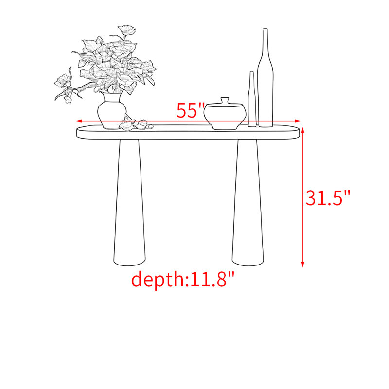 Console en bois massif de style français, H 31,5 po x l 55 po x P 11,8 po