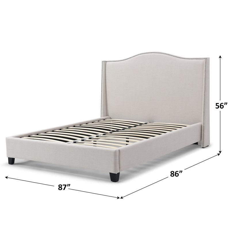 Hampton  Wingback Bed, Linen, Cream, King