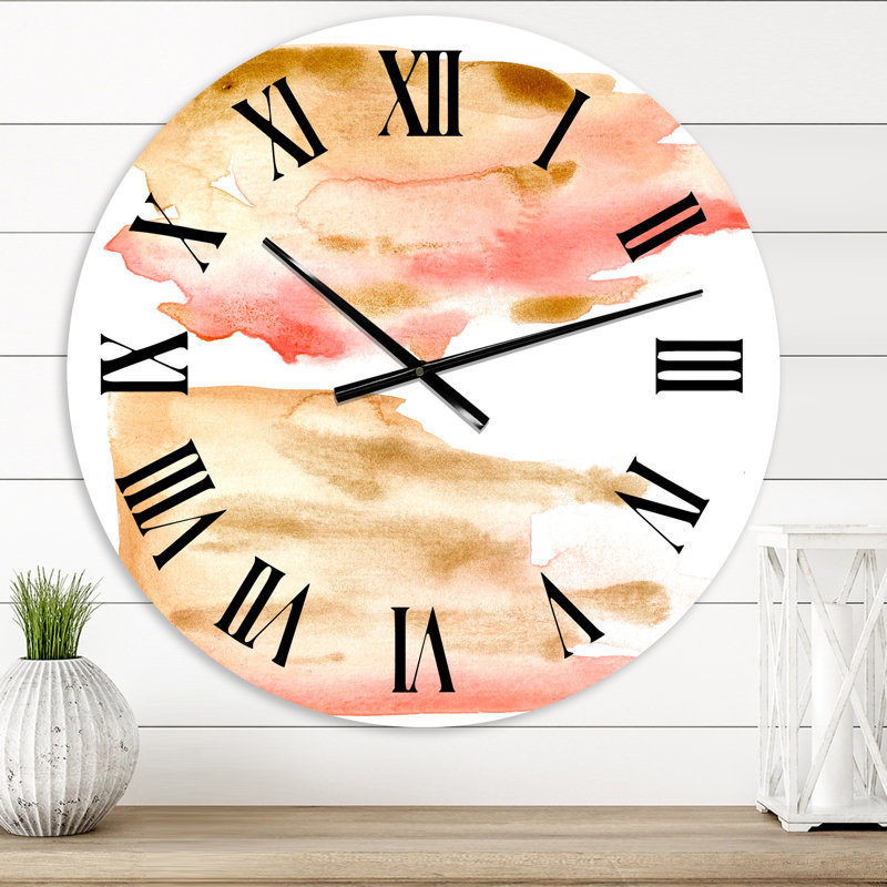 Rose, or, rouge, nuage abstrait beige - horloge murale moderne, Petit