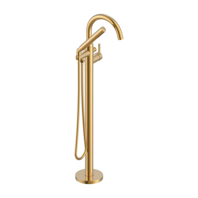 Ensemble de garniture de robinet de baignoire autoportante à fixation au sol contemporaine à 1 poignée avec douchette à main 1,75 GPM Showerstick