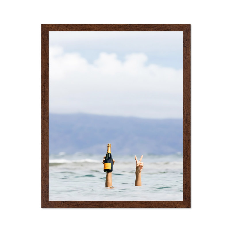 Peace Hand Sign No4, Poster, 08"H x 10"W, Brown Framed