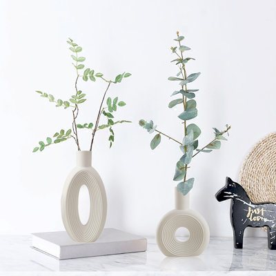 Ceramic Vase, Minimalist Nordic Boho Style, Set Of 2