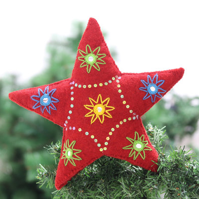 11.75'' Handmade Plaid Astrology & Stars Holiday Shaped Ornament