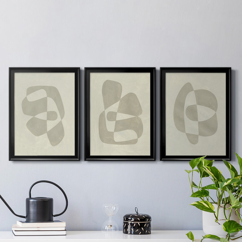 «Soft Shape I», reproduction encadrée de qualité supérieure - prête à être accrochée, Noir, H 36,5 po x l 79,5 po x P 1 po