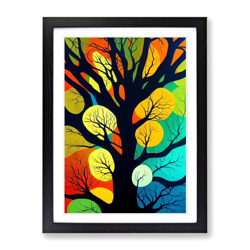 Tree Colours - Single Picture Frame Print, 64cm H x 46cm W x 2cm D, Black