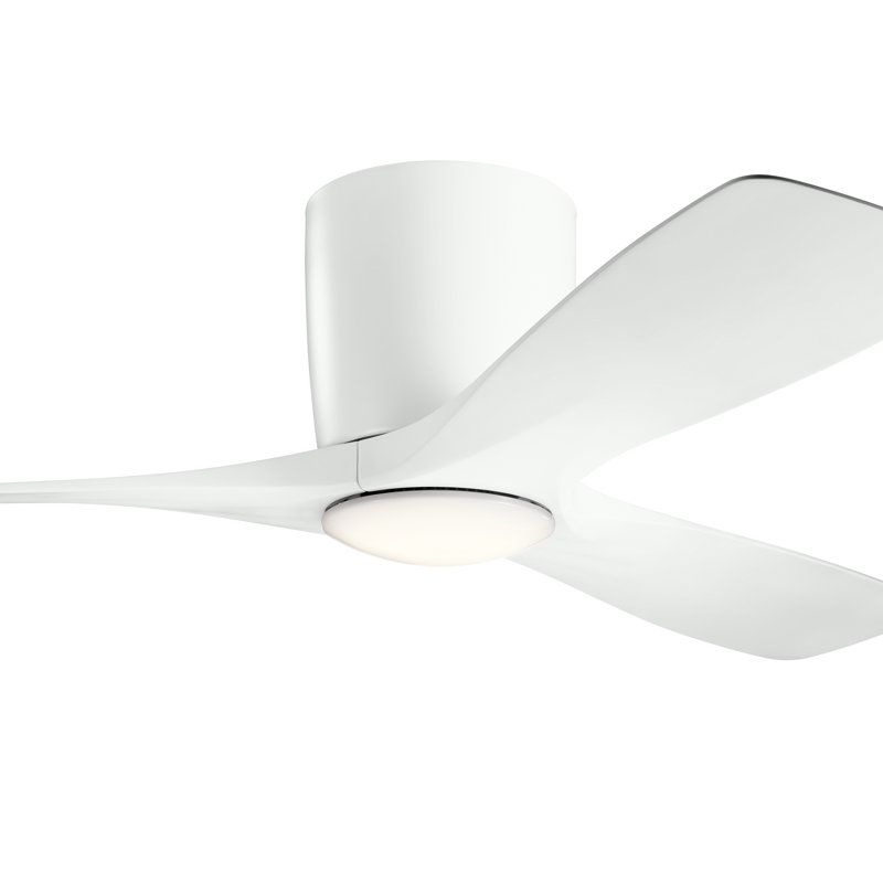Ventilateur de plafond à DEL à 3 pales 48 po avec commande murale et ensemble d'éclairage inclus Volos, Blanc mat