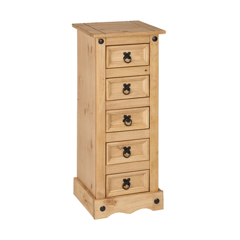 Tarsha Solid Wood 35cm W 5 - Drawer Chest of Drawers