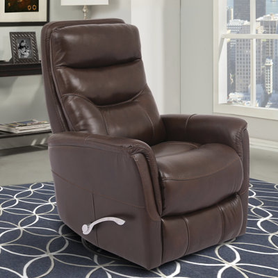Akeelah 31" W Top Grain Leather Manual Swivel Glider Recliner 
