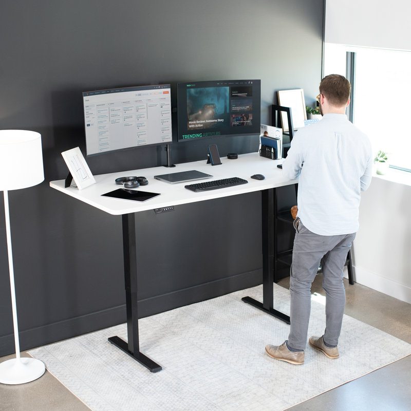 White and Black Adjustable Height Electric Standing Desk