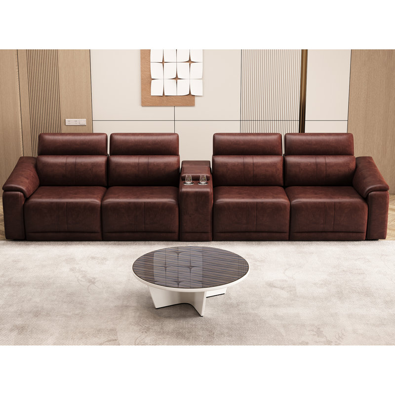 Upholstered 29.96 " Leather Power Reclining Sectional