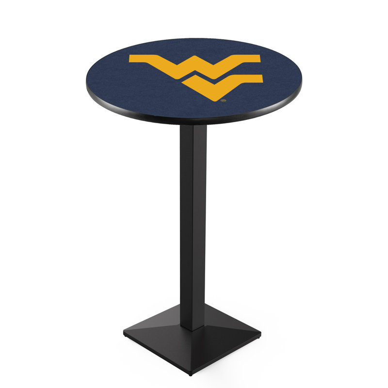 Round Metal Base Dining Table, Black Wrinkle, West Virginia University