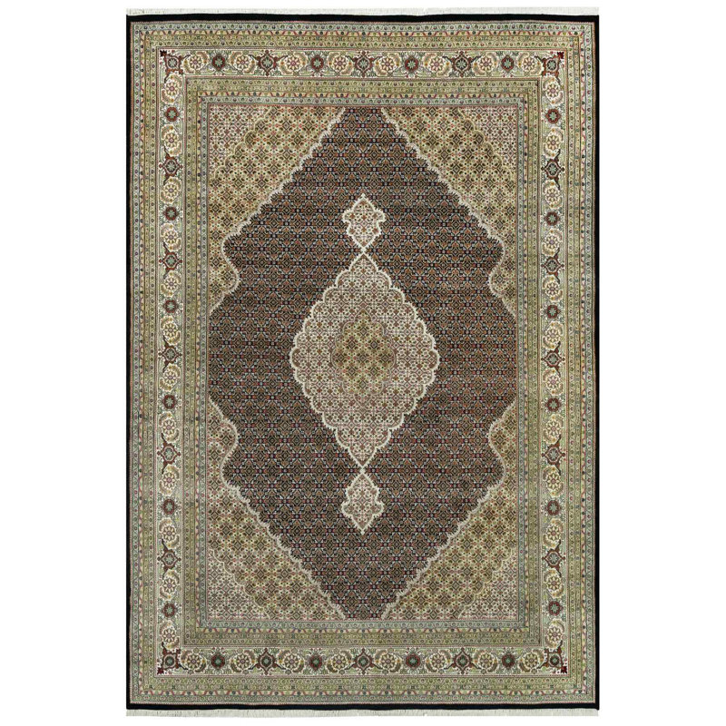 Tapis noir nouvel âge en laine Carvon